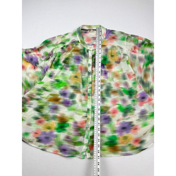 Pilcro XL-Petite Womens Watercolor Button-Down Blouse Tie Dye Oversize - Picture 5 of 10